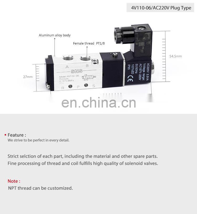 SNS 4V110-06 series directional hydraulic pump solenoid control stainless steel solenoid valve