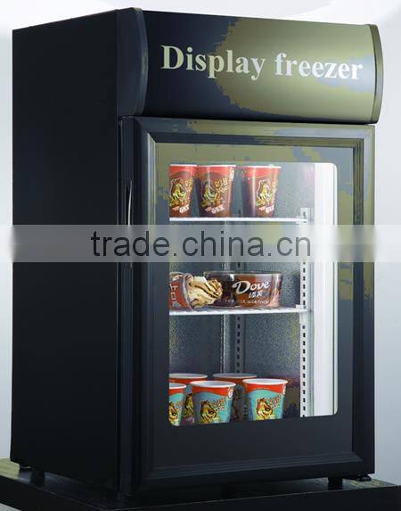 compact upright freezer single glass door low temperature ice cream freezer