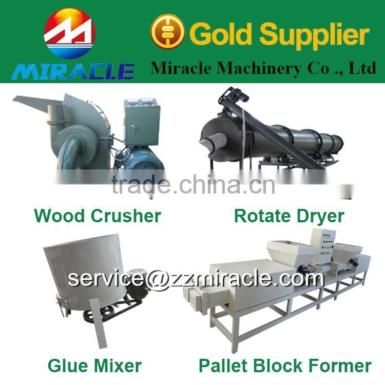Wood waste molding machine for pallet feet/block process plant