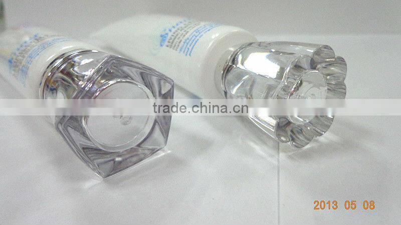 plastic tube for packaging with new style acrylic cap