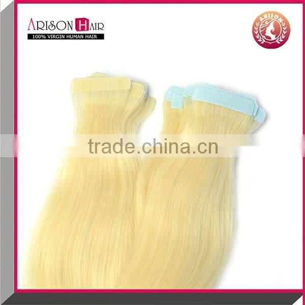 cheap tape hair extension seamless pu skin weft blonde virgin hair extension