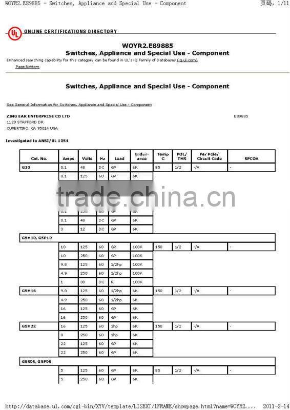 ZING EAR kw3 oz Micro Switch with Lever(UL/CUL/ENEC/RoHS/Reach Approval)