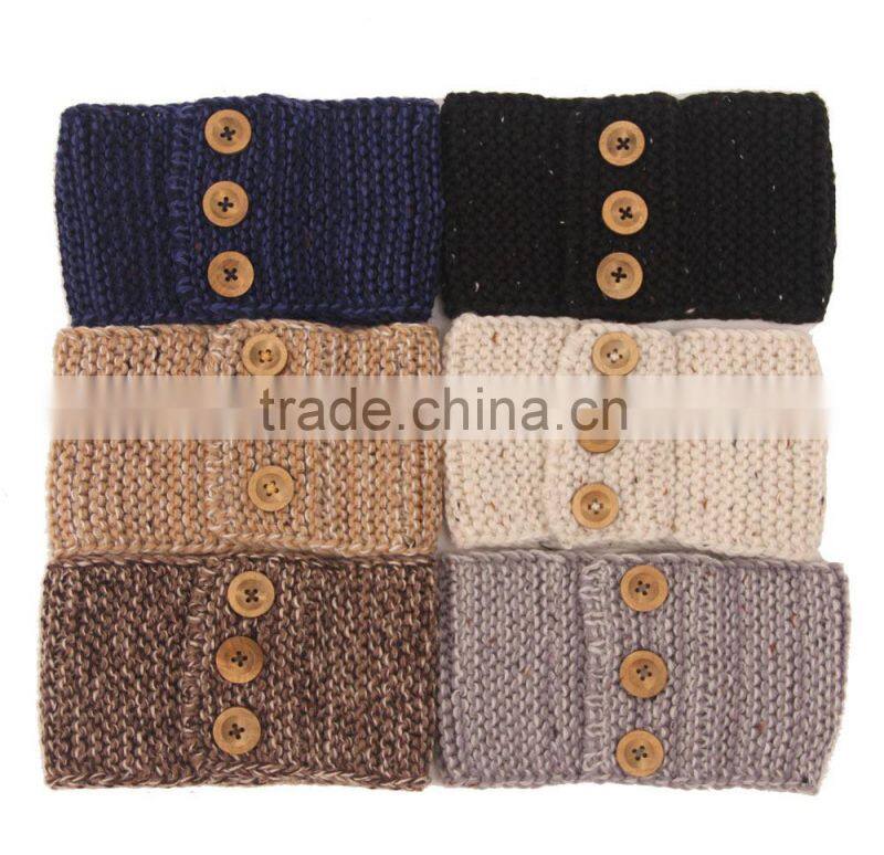 Fashion Trendy Girls Headband with Buttons Knitting Hair Accessories for women