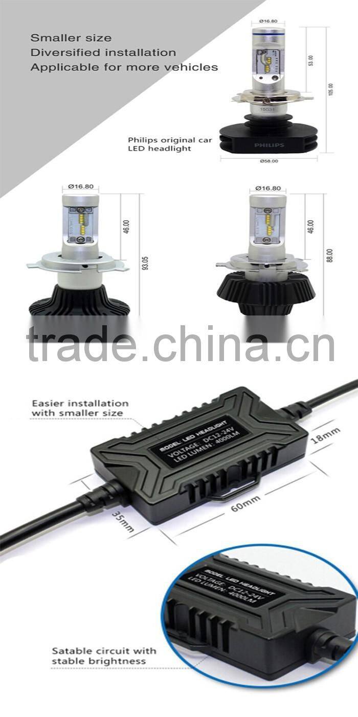 All in one design auto g7 led headlight 30w 12V Voltage 4000lm fanless led headlamp for universal cars