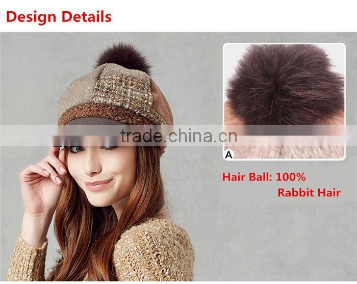 2016 fashion style custom top ball french beret hats for girls