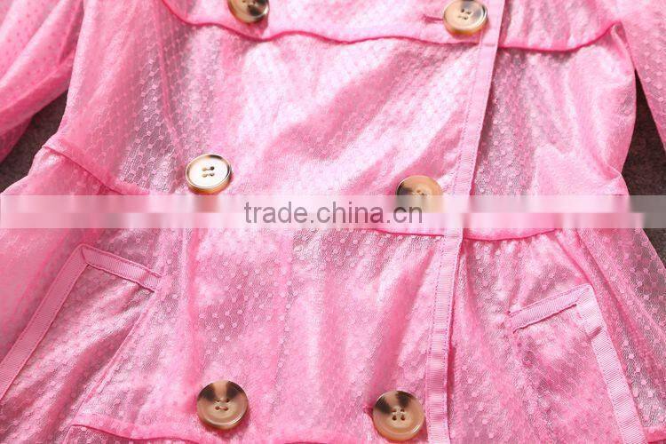 Unique brands designs fashion 2014 hot selling sexy lace turn-down collar double breasted thin coat for trendy women C17281