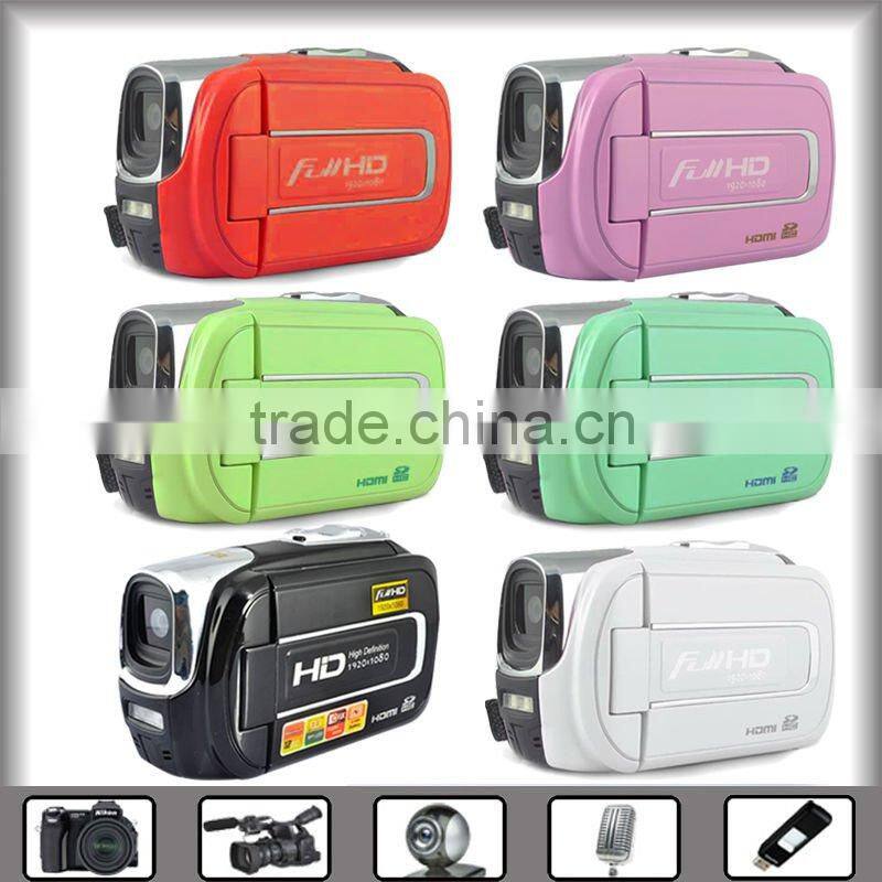 hd digital camera video camcorder 12mp with 3.0" TFT LCD can revolve angle of 270 degrees, USB2.0, flash light