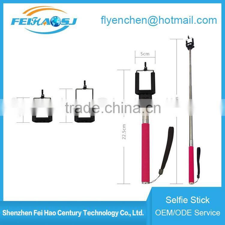 Bluetooth wireless mobile phone selfie stick monopod with retail packaging for iphone, for samsung