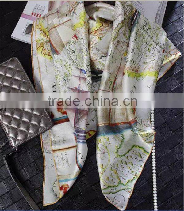 wholesale good quality custom white silk screening neck scarf