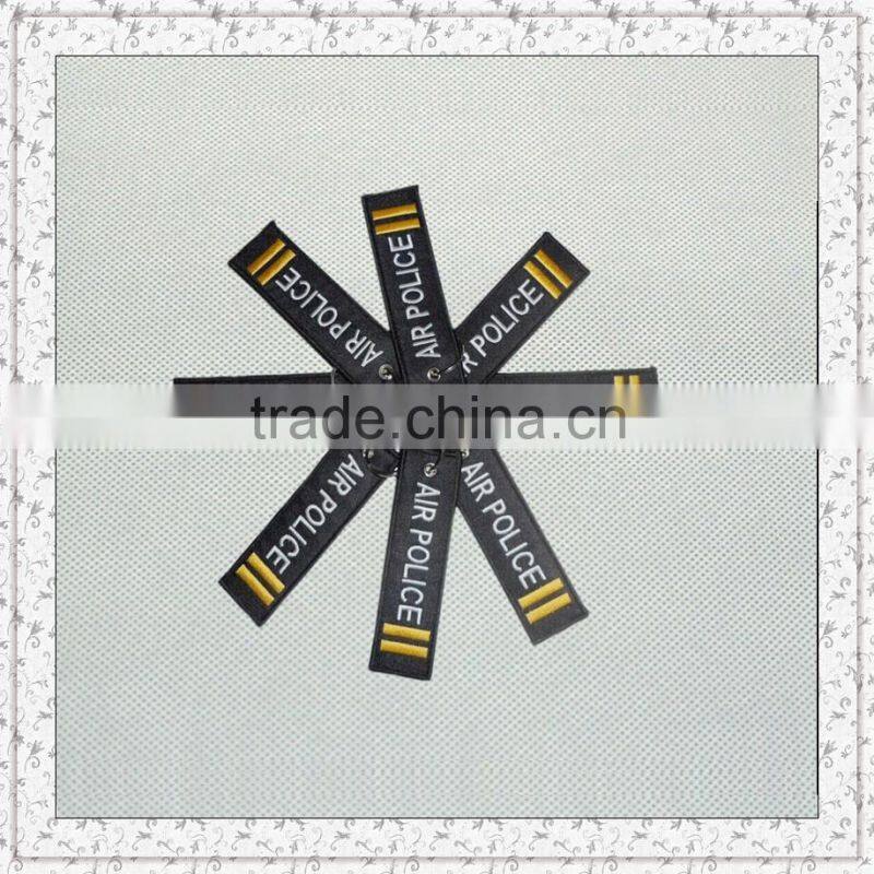 Custom Embroidery /Woven Keychain with metal ring