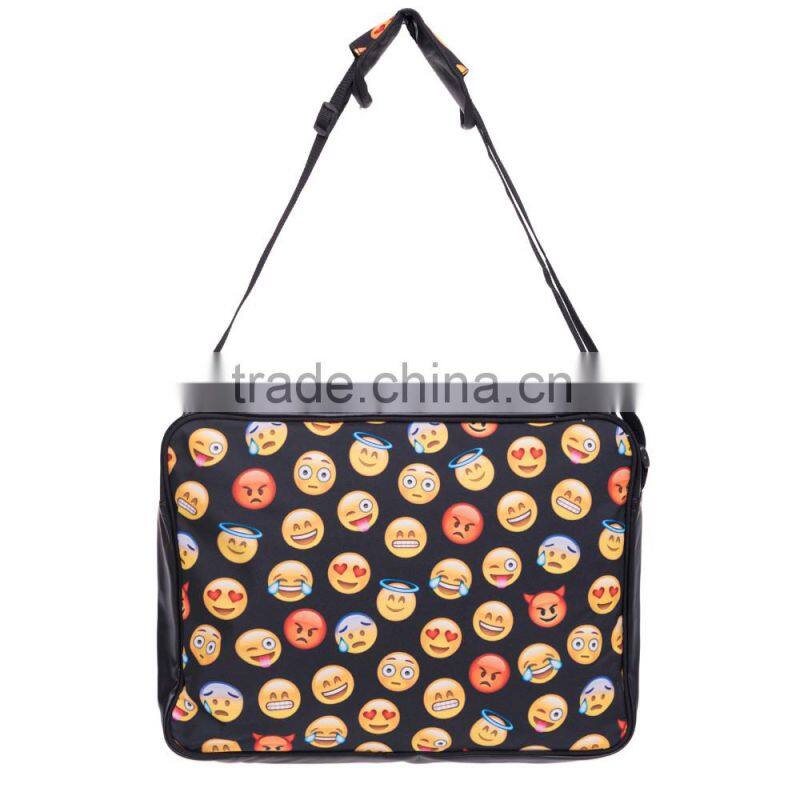 2016 hot fashion 3D emoji printing one side leather courier bags Shoulder bag message bags