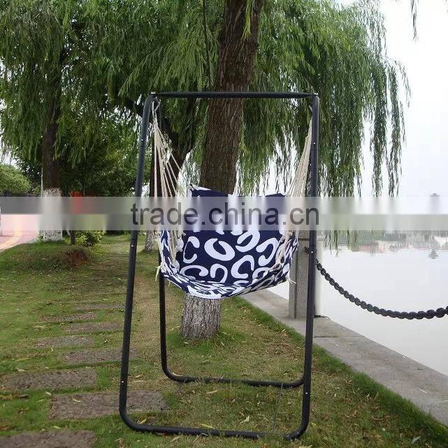 Foldable single seat hanging rope swing chair with stand