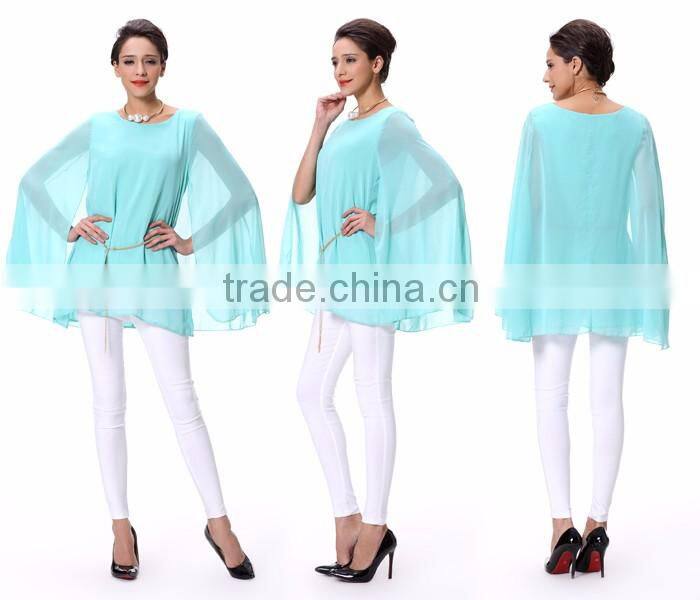2016 Ocean Green Top Quality Cape Top With Belt For Girls in China