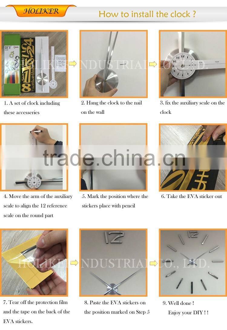 Large luxury 3D DIY clock for home decoration