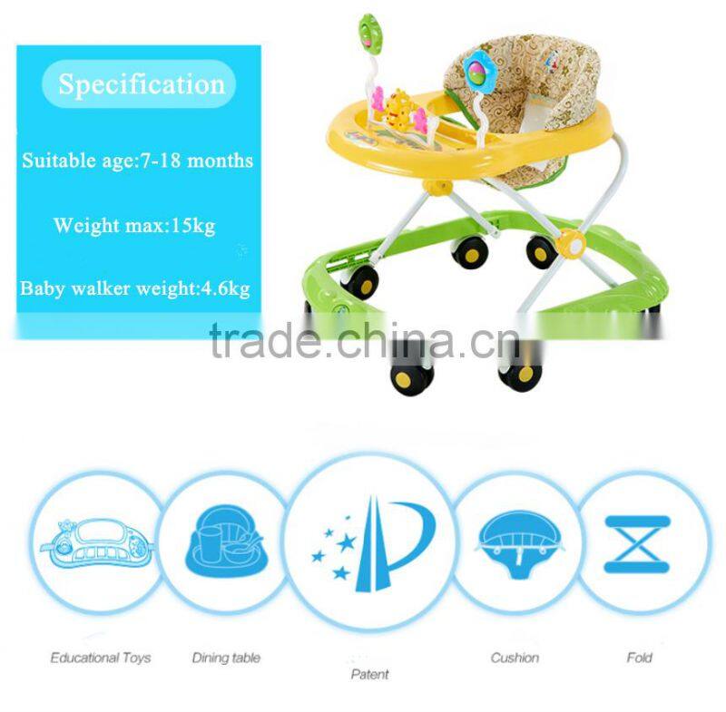 Hot selling lovely baby walker with light and music/Cheap 8 wheels baby walker