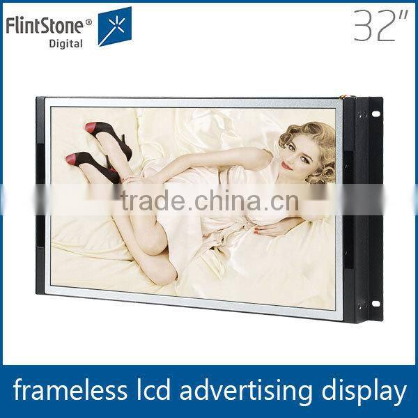 Flintstone 32 inch metal casing open frame lcd display for retail promotions