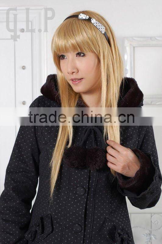 Cotton Black Polka Dot Lace Lolita Blouse 81039