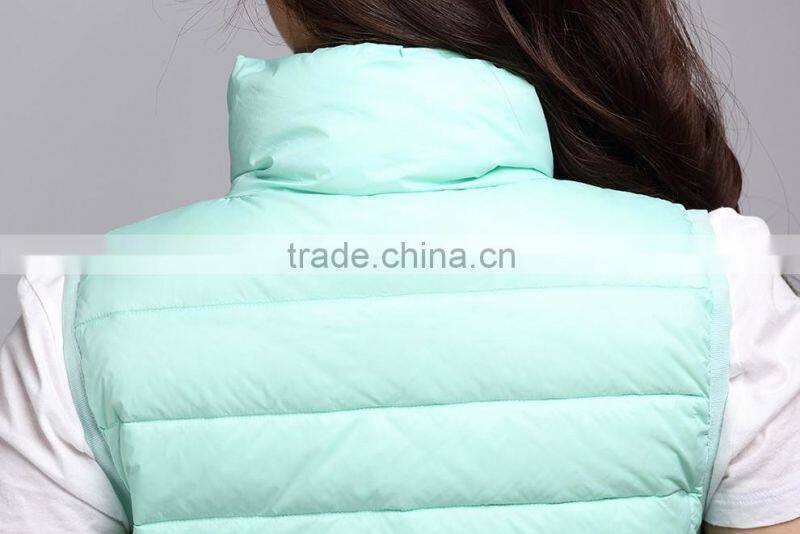 2015 Anti-Pilling green Down Vest for Womens