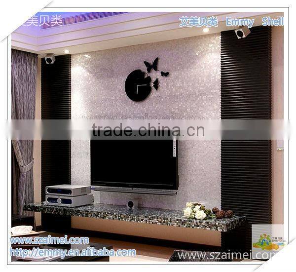 luxury strip black/gray mother of pearl seashell mosaic wall tile factory price