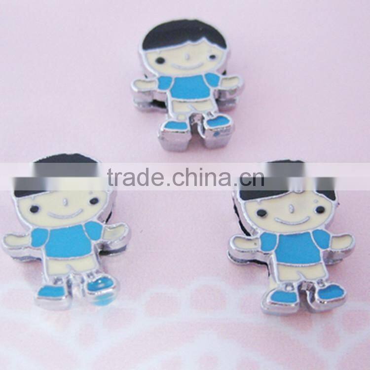 2015 DIY Enamel Colorful Girls 8mm Slide Charms Cartoon Beads Wholesale