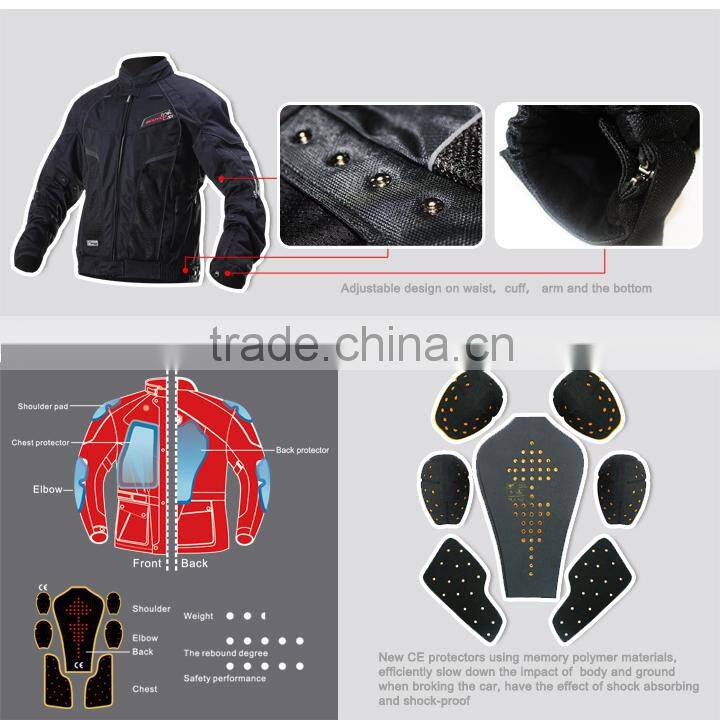 Mesh Motorcycle Street Riding Jacket JK40 CE inner Protectors Zipper Jackets