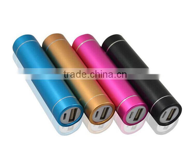 promotional metal cylinder power bank charger 1500mah,1800mah,2200mah,2600mah accept print private label