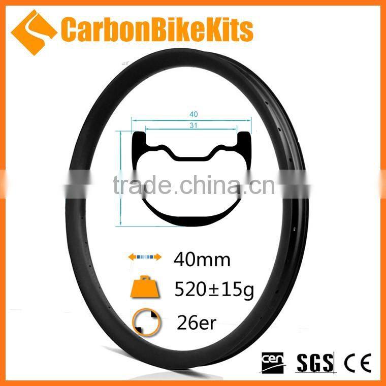 CBK 26er 40mm deep 32mm wide down hill mtb T700 carbon bike wheel rim