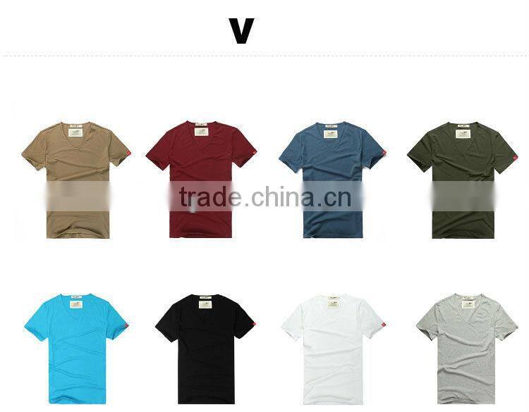 100%COTTON v-neck simple plain printing T-shirt for men