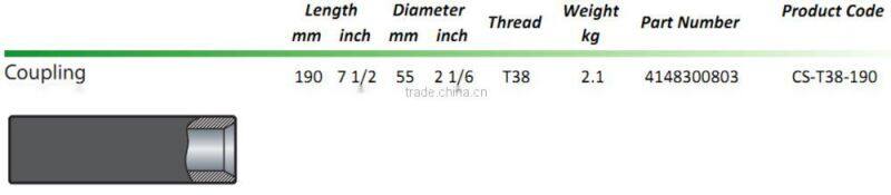 Underground Mining Threaded Drill Coupling,T45, dia 80mm, length 225mm