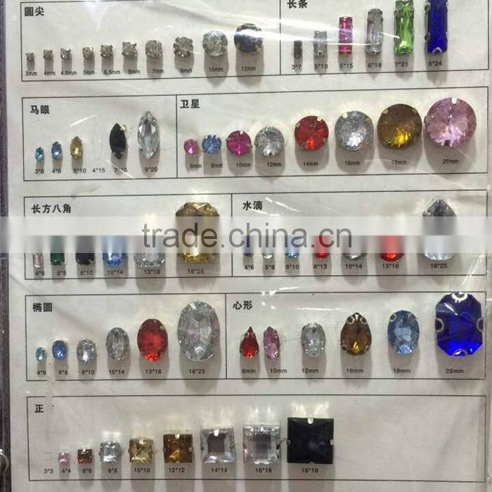 4*6 oval acrylic rhinestone metal claw Diamante bag gems sewing on nail DIY garment accessories jewerly clear