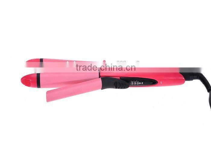 Fine hair straightener and curling iron in one LED