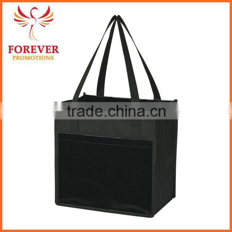 Promotional Cheap 12" Non-woven Toge Bag With Front Pocket With Handles