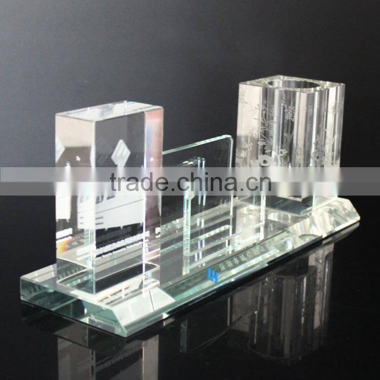 High quality crystal office set with card & pen container