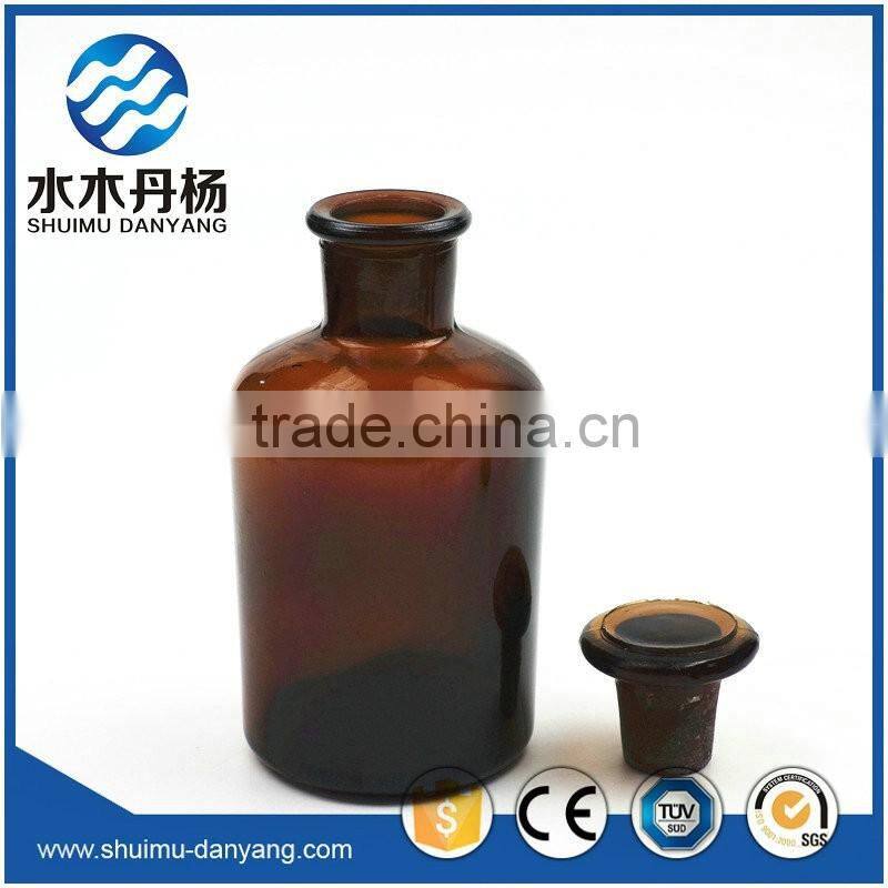 High quality amber narrow mouth glass reagent bottle