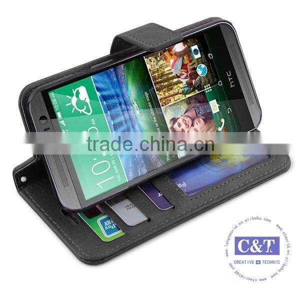 C&T Wholesale New Products 2015 Luxury Wallet PU Leather Case For HTC One M9
