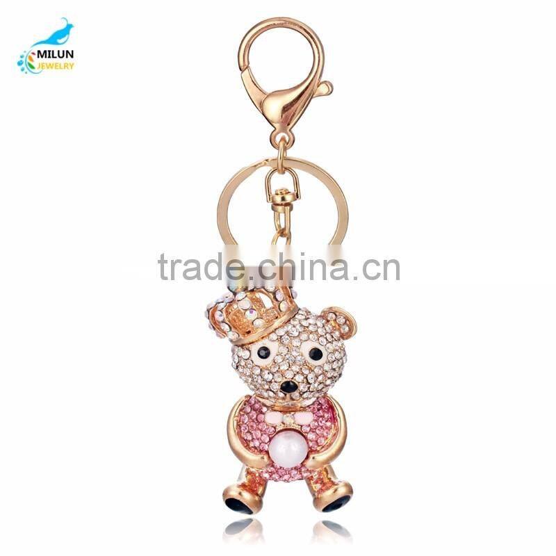 Custom made alloy opal crystal doll bears keychain