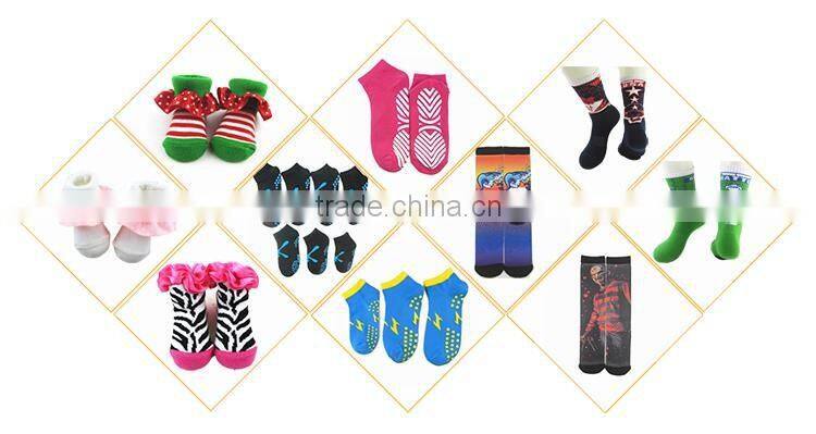 Customized happy cute Christmas baby socks with bowknot for holiday made of cotton