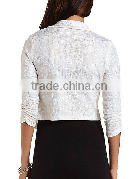 2015 fashion foiled glitter shawl lapel women blazer