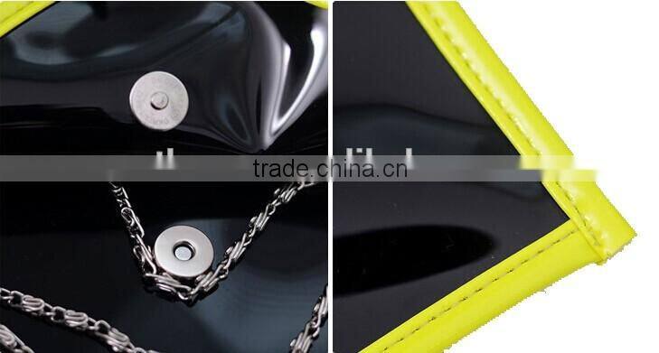 2016 new and fashin black color PVC envelope bag for girls with handle for girls