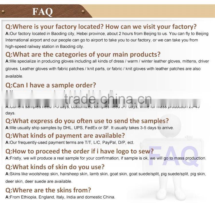 New fashion women's winter goatskin C grade leather gloves made in China