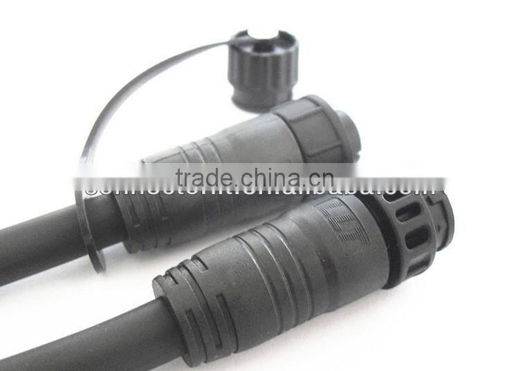 LLT 2 core waterproof connector with endcap rubber cable molded with nylon connector