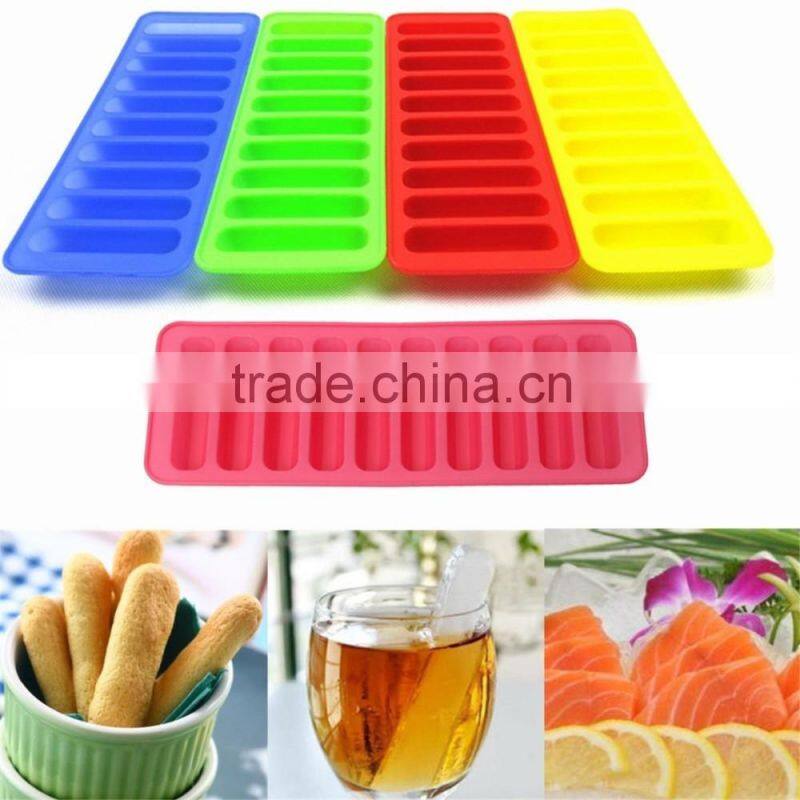 Amazon Popular 10 Cavities Silicone Cylinder Ice Cube Tray Freeze Mould