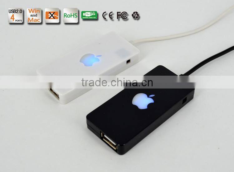 CZH CZH-H017 USB 2.0, 4 Port Hub (Black and white Color,) with LE light