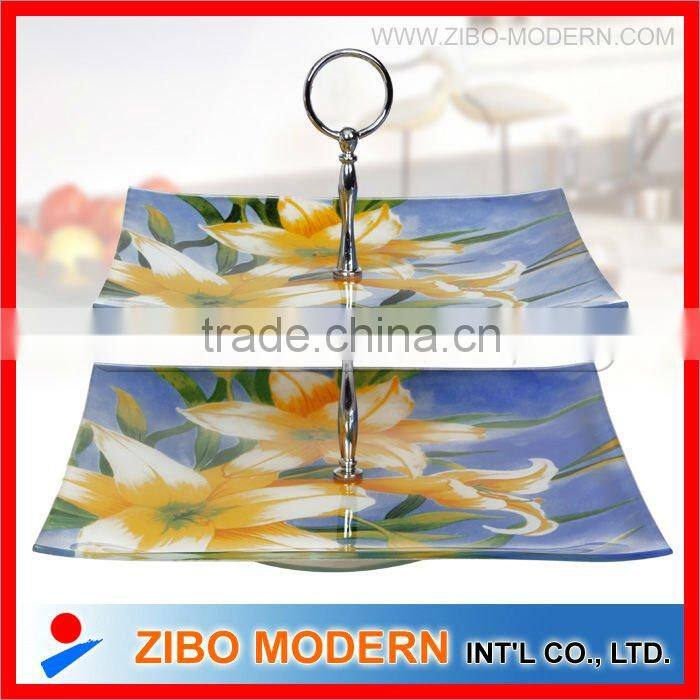 Christmas theme cake glass plate