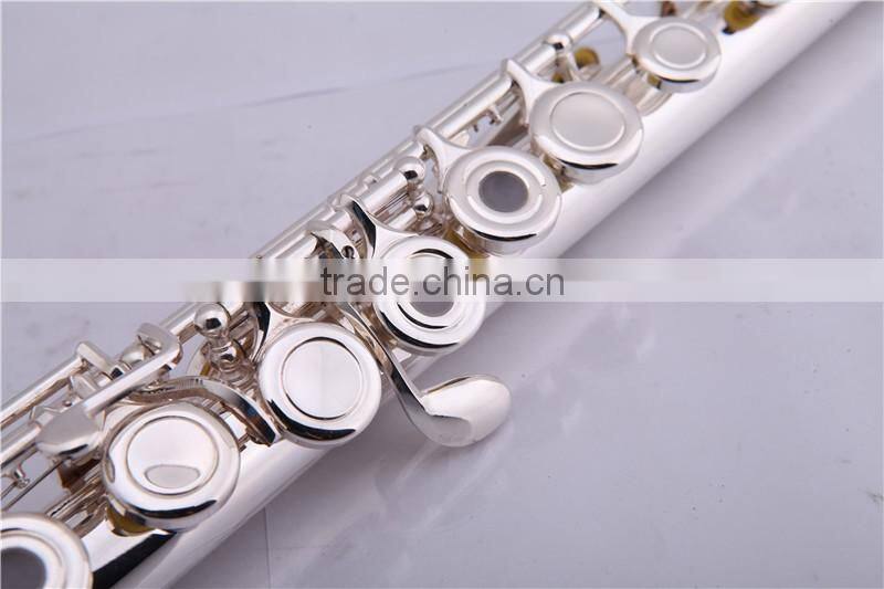 Musical instrument 17 open holes silver plated flute with Split E mechanism offset-G keys and B foot