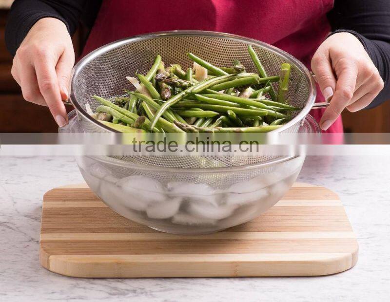 stainless steel rice colander with handle