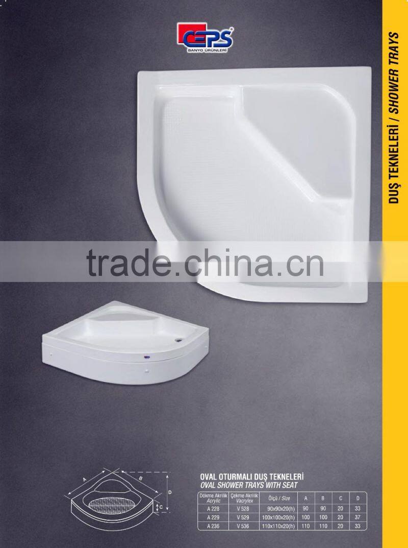 Acrylic SHOWER TRAYS RECTANGULAR from Turkey white trays 90x100 until 90x150 sizes