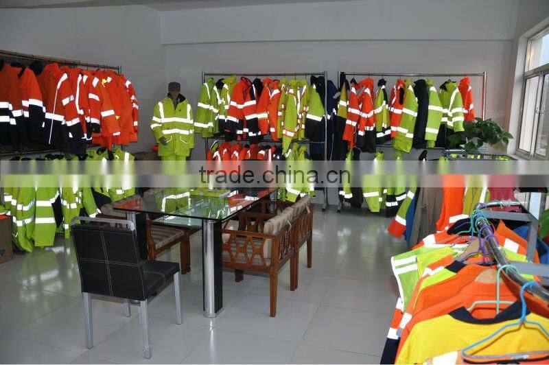 EN20471/343 fluo-yellow/orange winter waterproof winter men 7 in 1 bomber jacket park with reflector