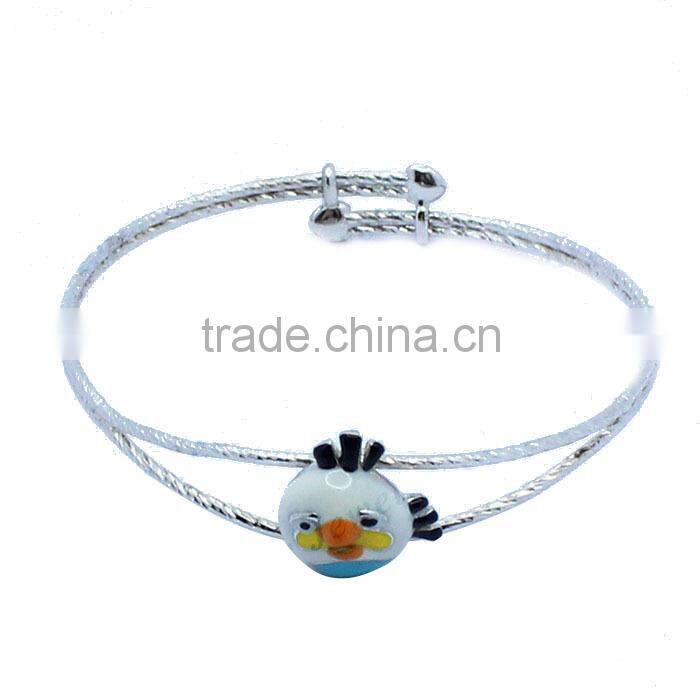 925 Sterling Silver Imitation Jewellery Fashion Enamel Bird Bangle