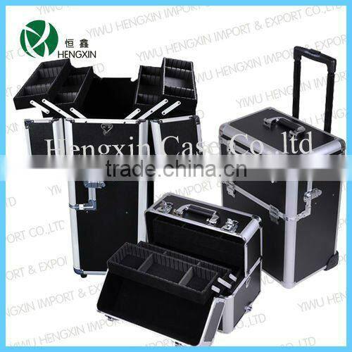 Professional make up case, PVC makeup box, hard case trolley bag
